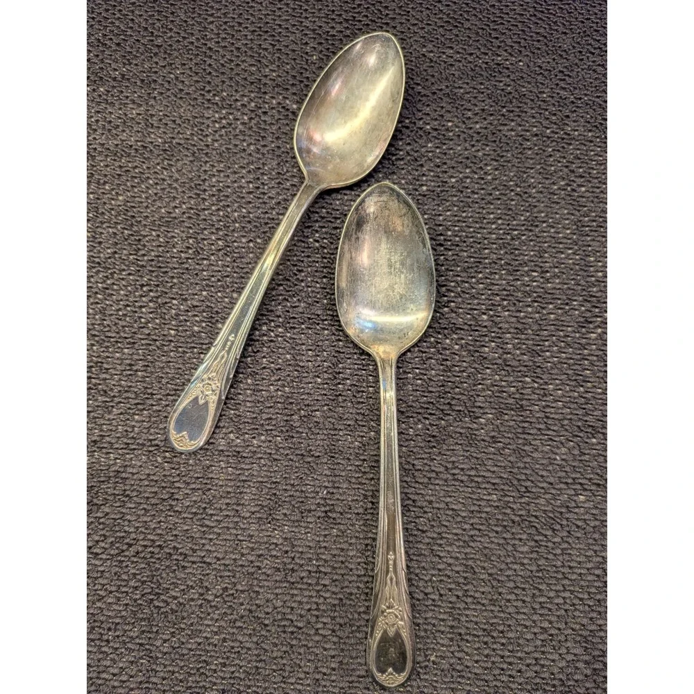 Set of Vintage Newport Silver-Plated Teaspoons, Ornate Floral & Scroll Pattern